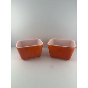 2- Vintage Pyrex Glass Refrigerator Dish's  Primary Red # 501  *NO LIDs*